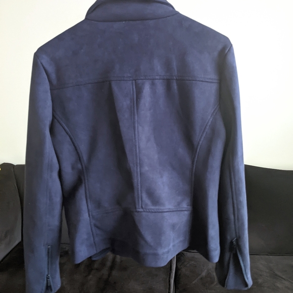 Vince Camuto Jacket/Blue faux suede/Small - Picture 2 of 6